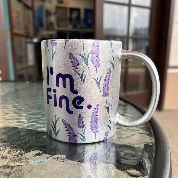 Donna Lake I'm Fine Sparkle Silver Coffee Mug