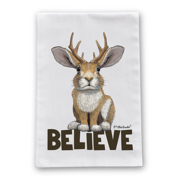 Jackalope Believe Flour Sack Dish Towel