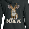 Jackalope Believe Women’s Zip Hoodie, Charcoal Heather