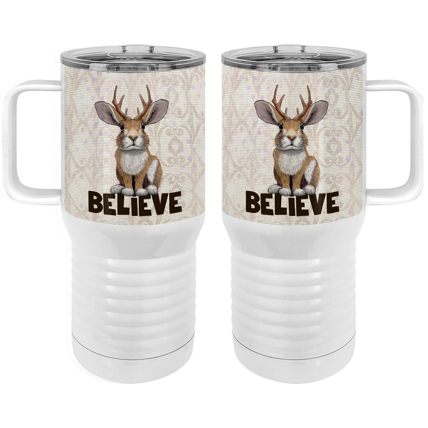 Jackalope Believe 20 oz Insulated Travel Tumbler | Cryptid and Folklore Gift