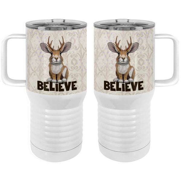 Jackalope Believe 20 oz Insulated Travel Tumbler | Cryptid and Folklore Gift