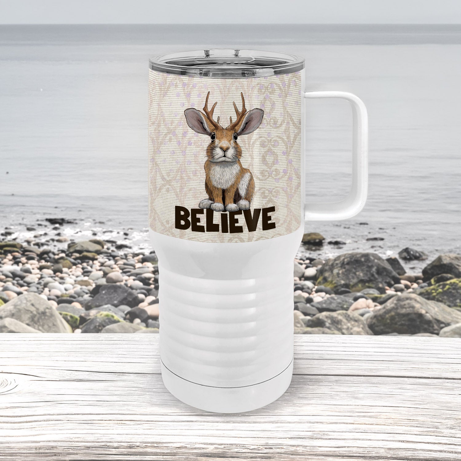 Jackalope Believe 20 oz Insulated Travel Tumbler | Cryptid and Folklore Gift