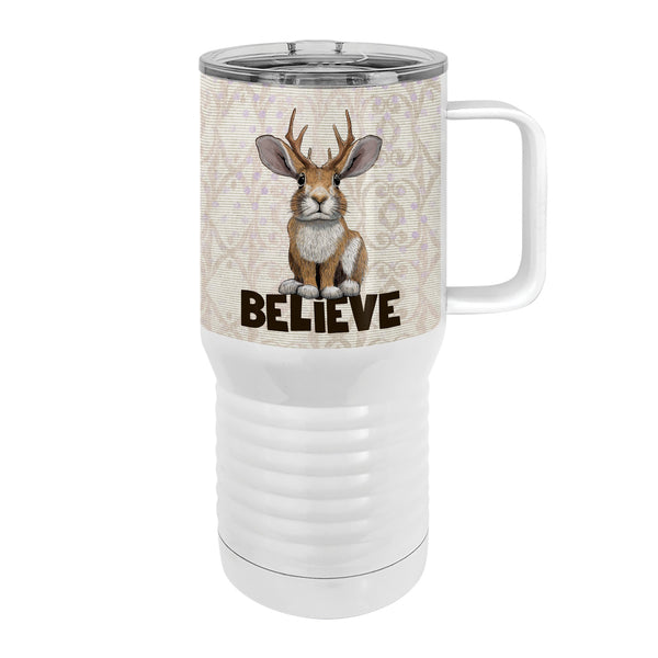 Jackalope Believe 20 oz Insulated Travel Tumbler | Cryptid and Folklore Gift