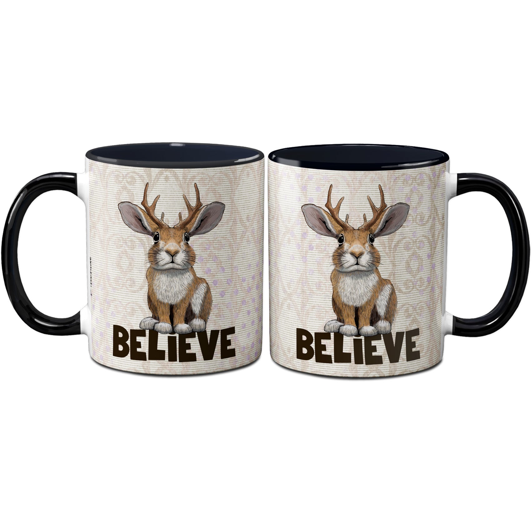 Jackalope Believe Black 11 oz Coffee Mug | Cryptid and Folklore Gift