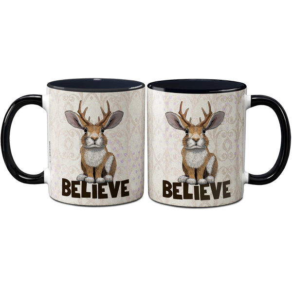 Jackalope Believe Black 11 oz Coffee Mug | Cryptid and Folklore Gift