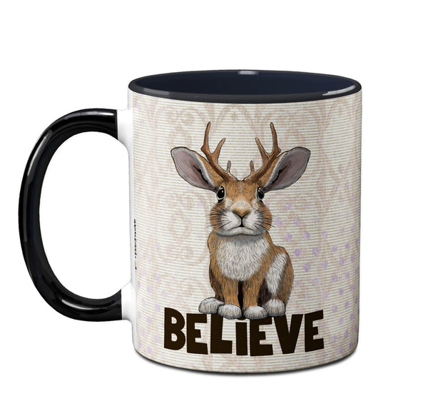 Jackalope Believe Black 11 oz Coffee Mug | Cryptid and Folklore Gift