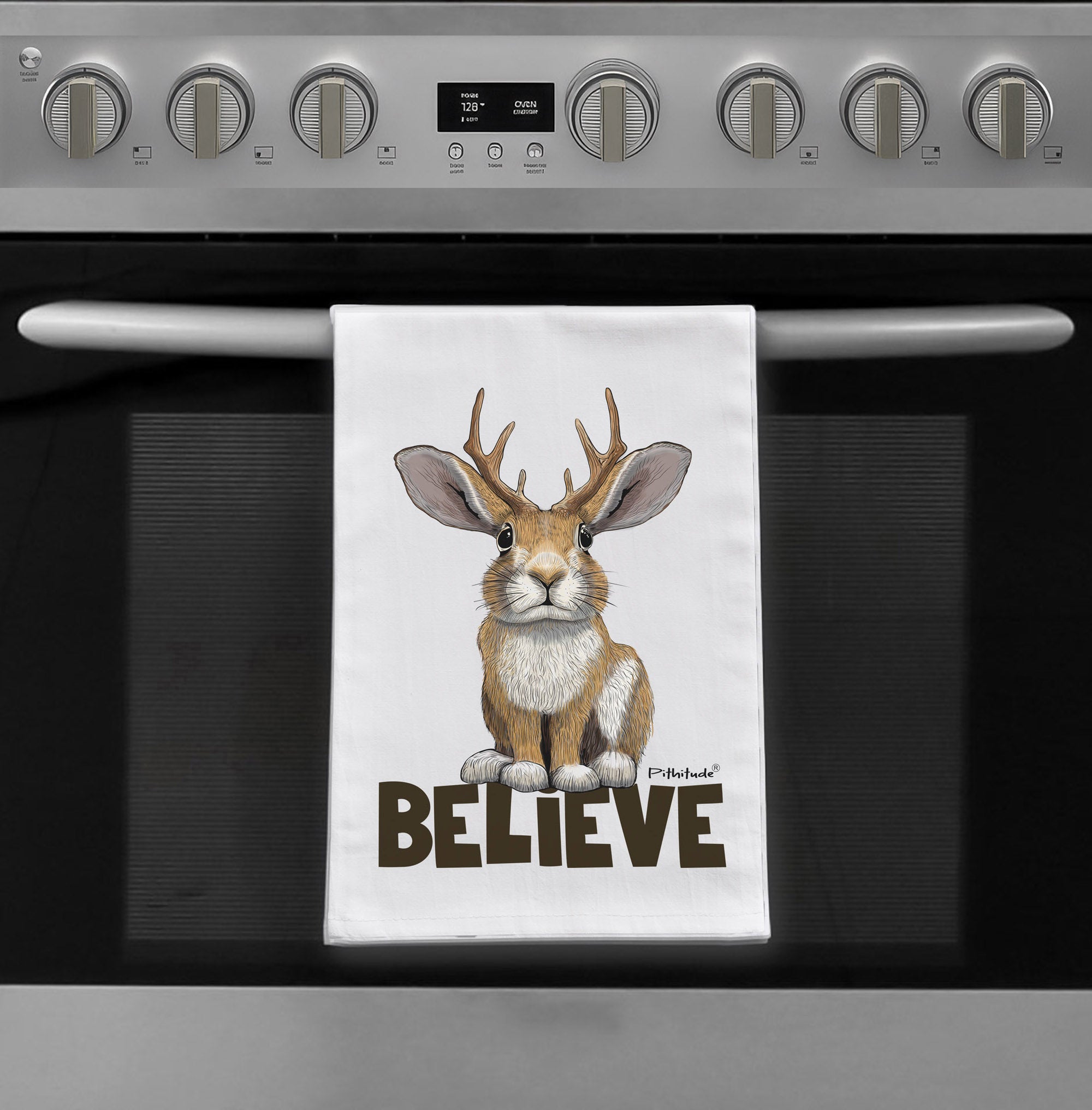 Jackalope Believe Flour Sack Dish Towel