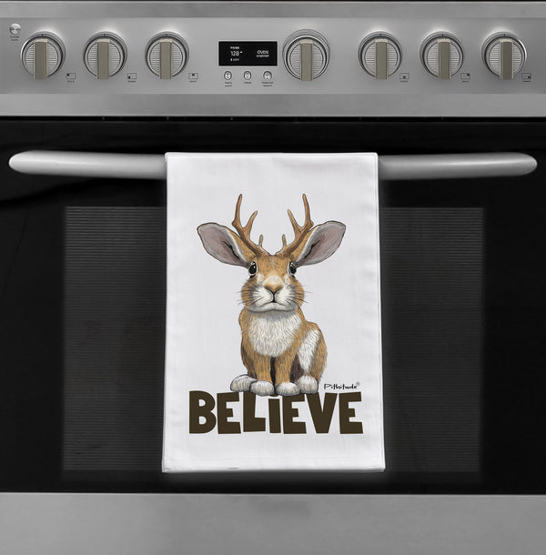 Jackalope Believe Flour Sack Dish Towel