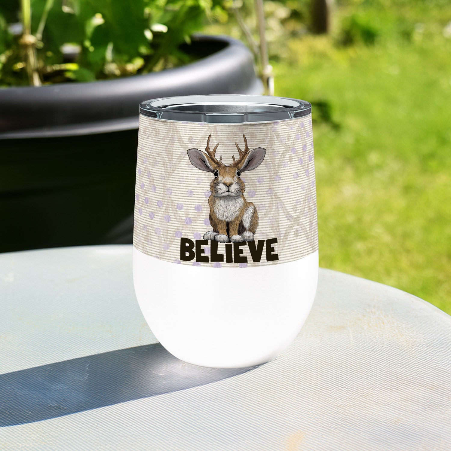 Jackalope Believe Insulated Wine Tumbler | Cryptid and Folklore Gift