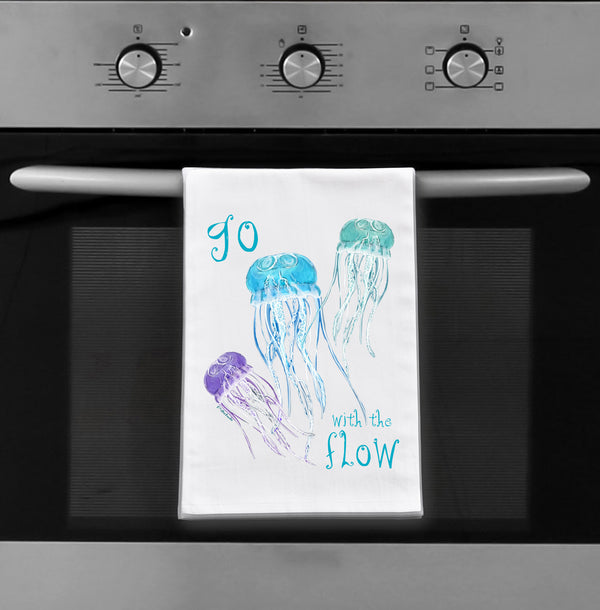 Jellyfish Flow Flour Sack Dish Towel