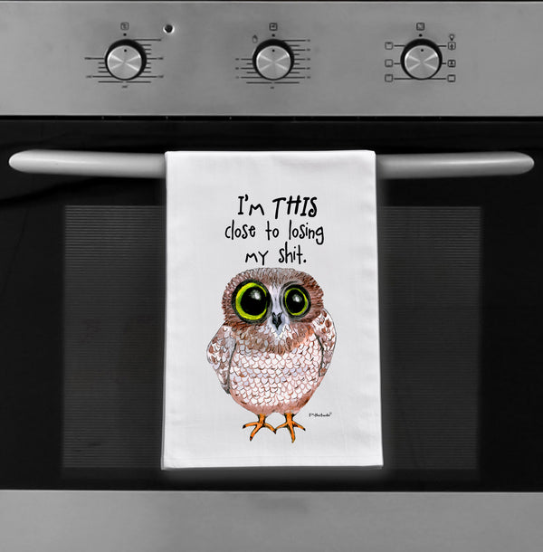 Losing It Owl Flour Sack Dish Towel