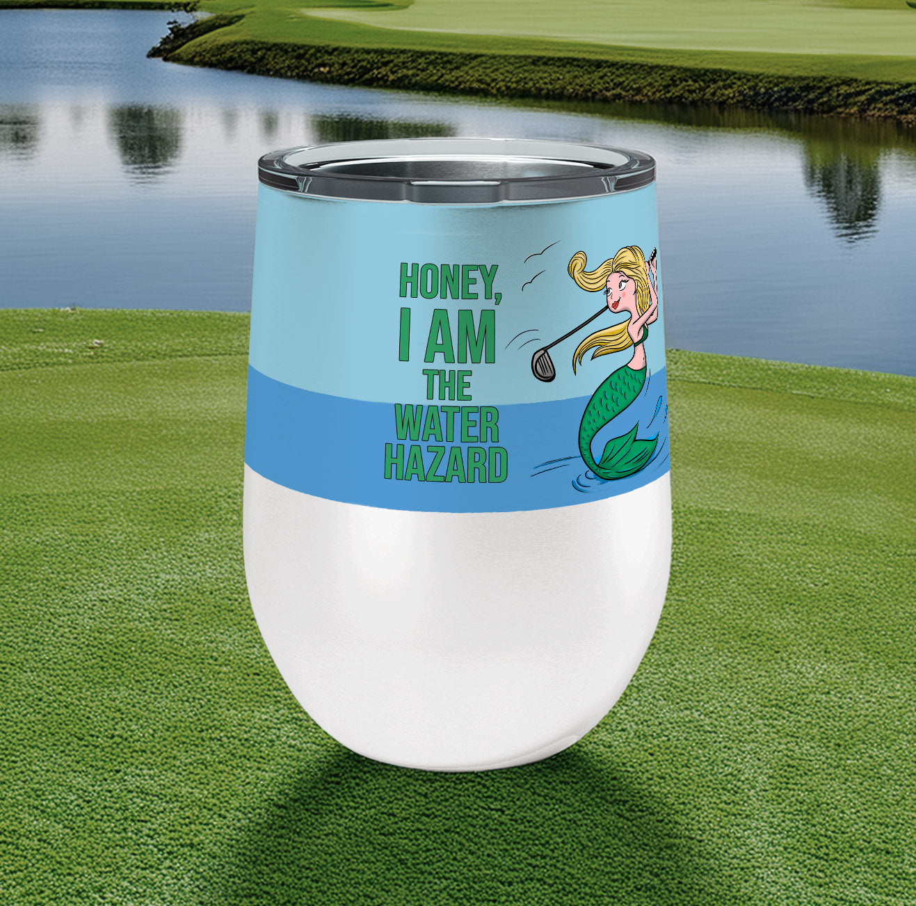Mermaid Golf 12oz Insulated Stainless Steel Wine Tumbler
