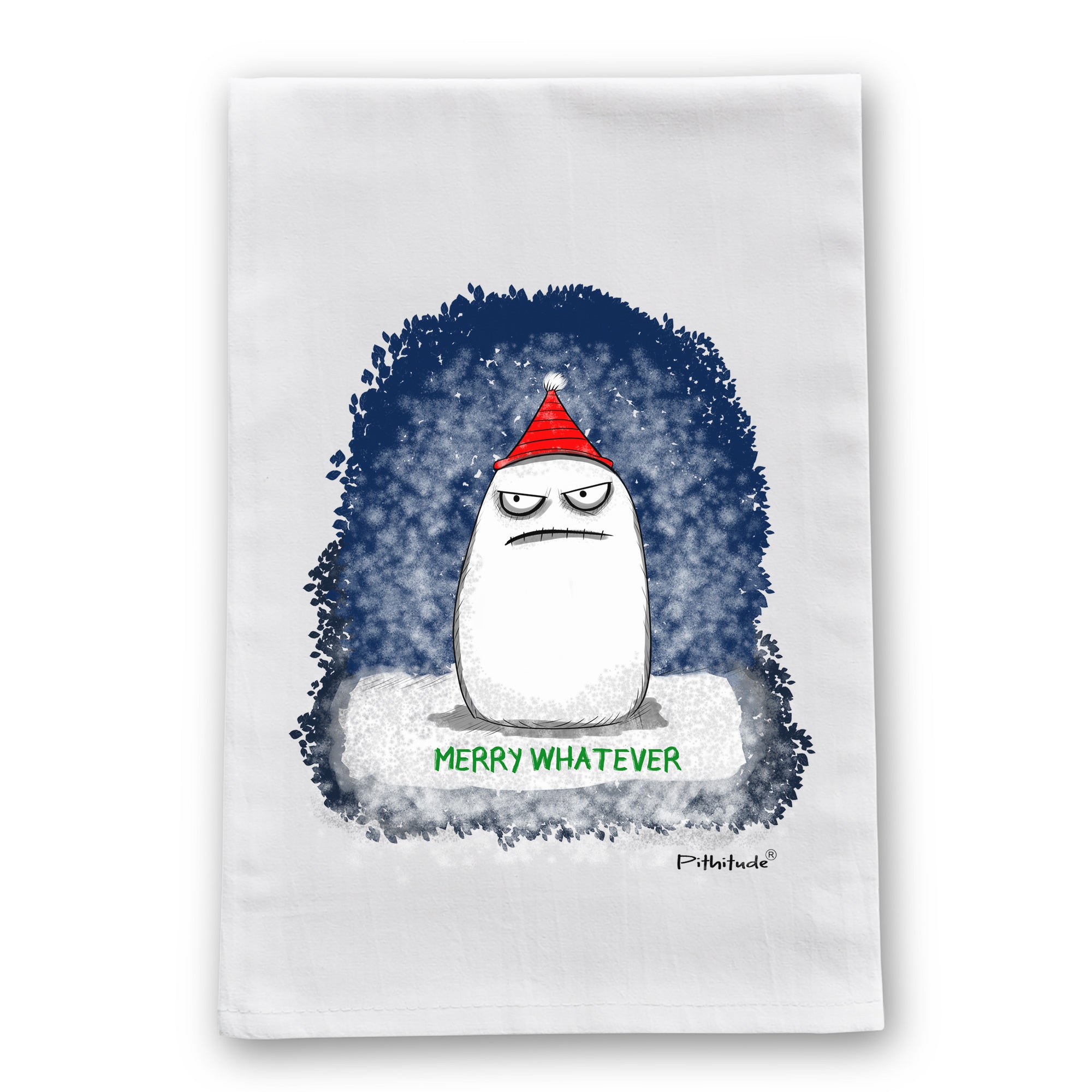 Merry Whatever Snowman Flour Sack Dish Towel