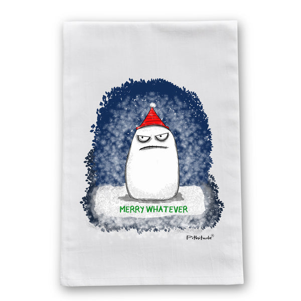 Merry Whatever Snowman Flour Sack Dish Towel