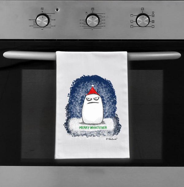 Merry Whatever Snowman Flour Sack Dish Towel