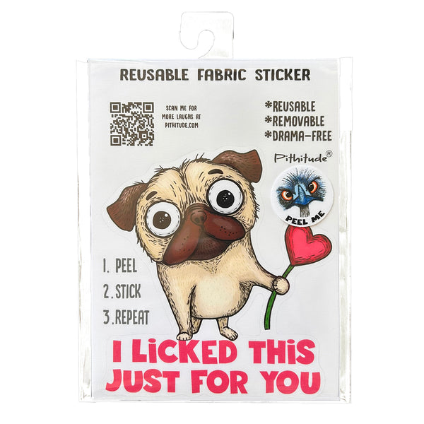 Pug Lick Reusable 5x7 Fabric Sticker