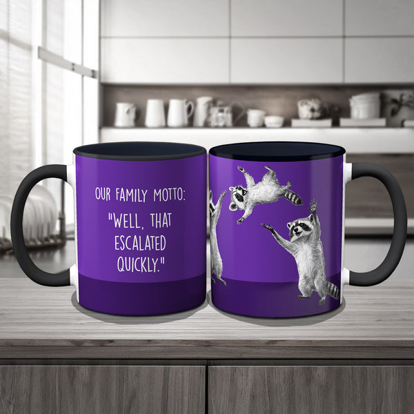 Raccoon Family Motto Mug by Pithitude