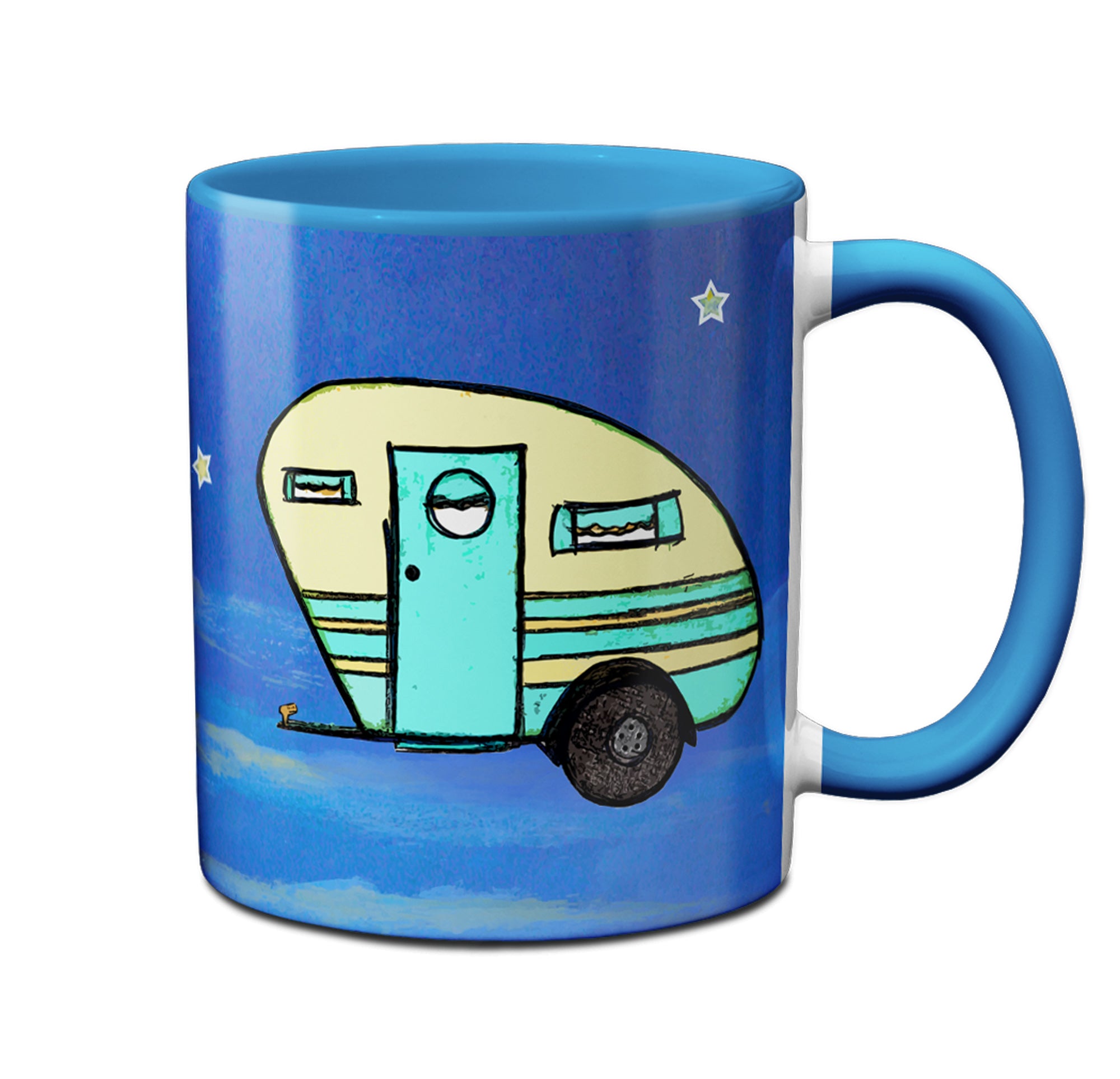 Rather Be Camping Blue Mug