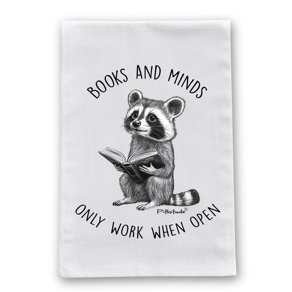 Reading Raccoon Flour Sack Dish Towel