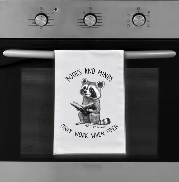 Reading Raccoon Flour Sack Dish Towel