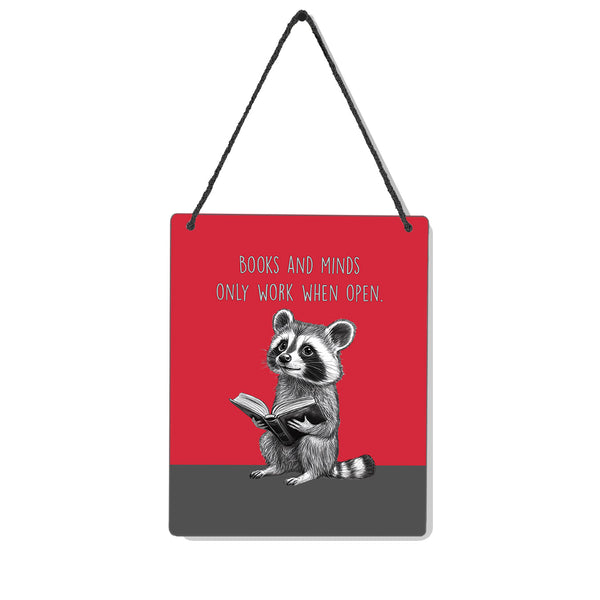 Reading Raccoon 4x5" Mini-Sign