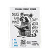 Reading Raccoon Reusable 5x7 Fabric Sticker