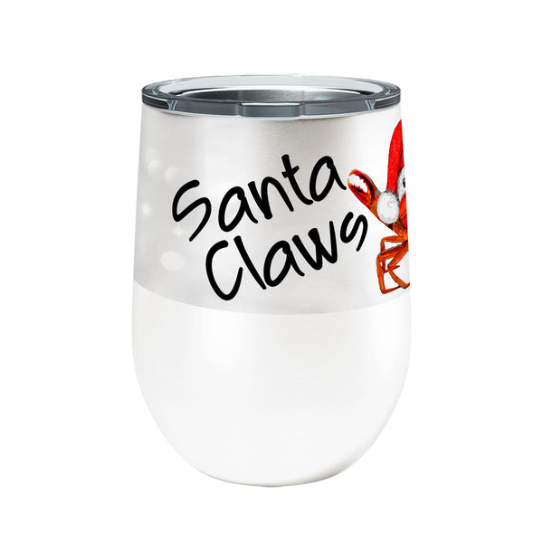 Santa Claws Crab 12oz Insulated Stainless Steel Tumbler with Clear Lid