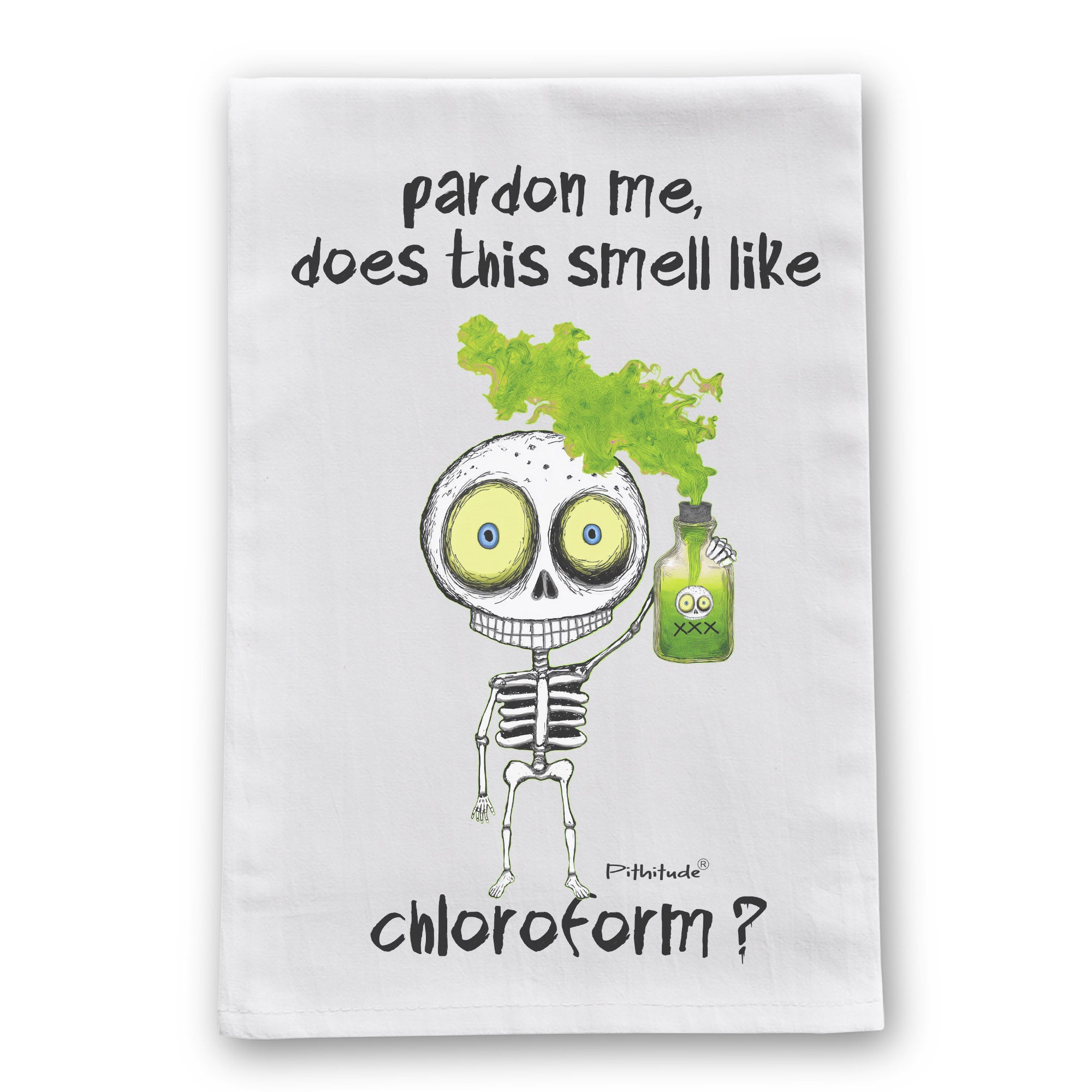 Skeleton Chloroform Halloween Flour Sack Dish Towel -Limited Edition