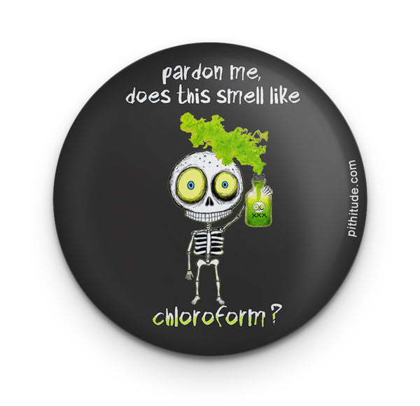 Chloroform Skeleton Magnet | Funny Halloween Dark Humor Gift