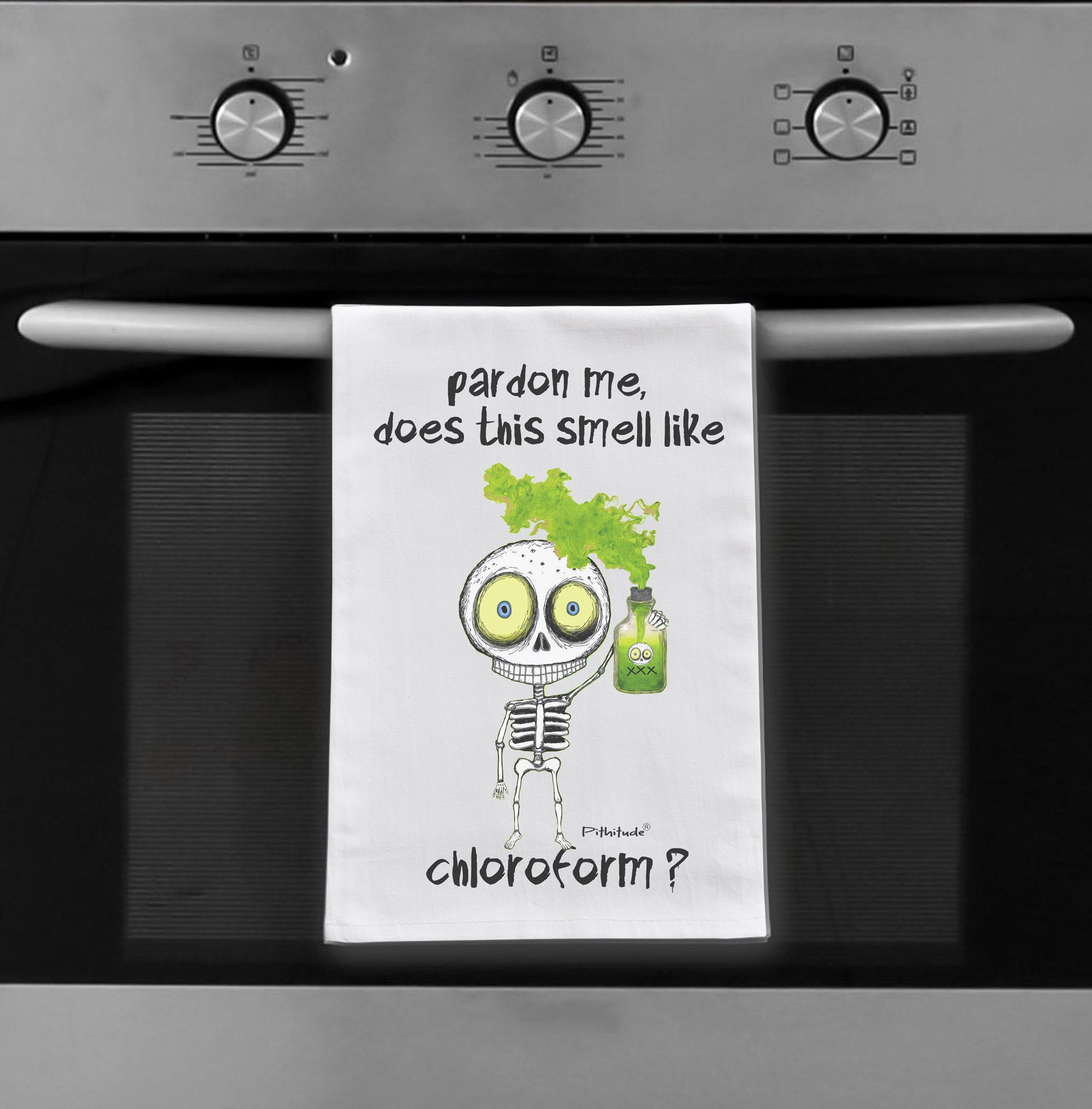 Skeleton Chloroform Halloween Flour Sack Dish Towel -Limited Edition