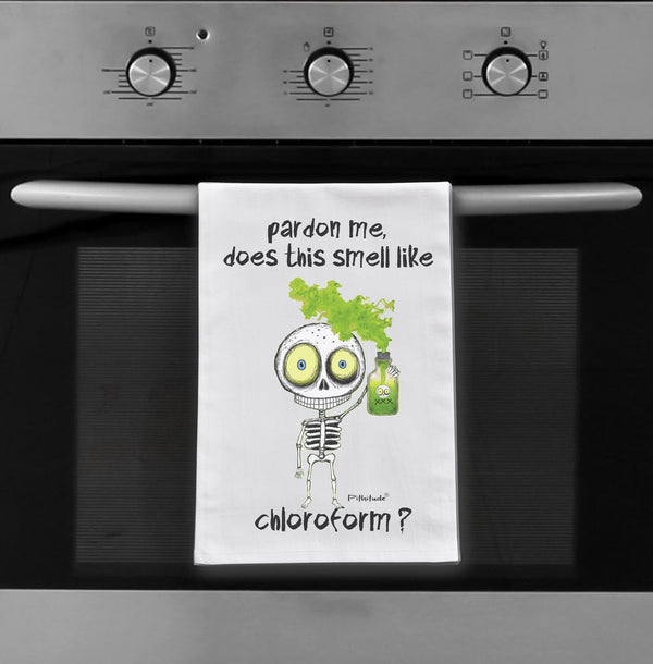 Skeleton Chloroform Halloween Flour Sack Dish Towel -Limited Edition