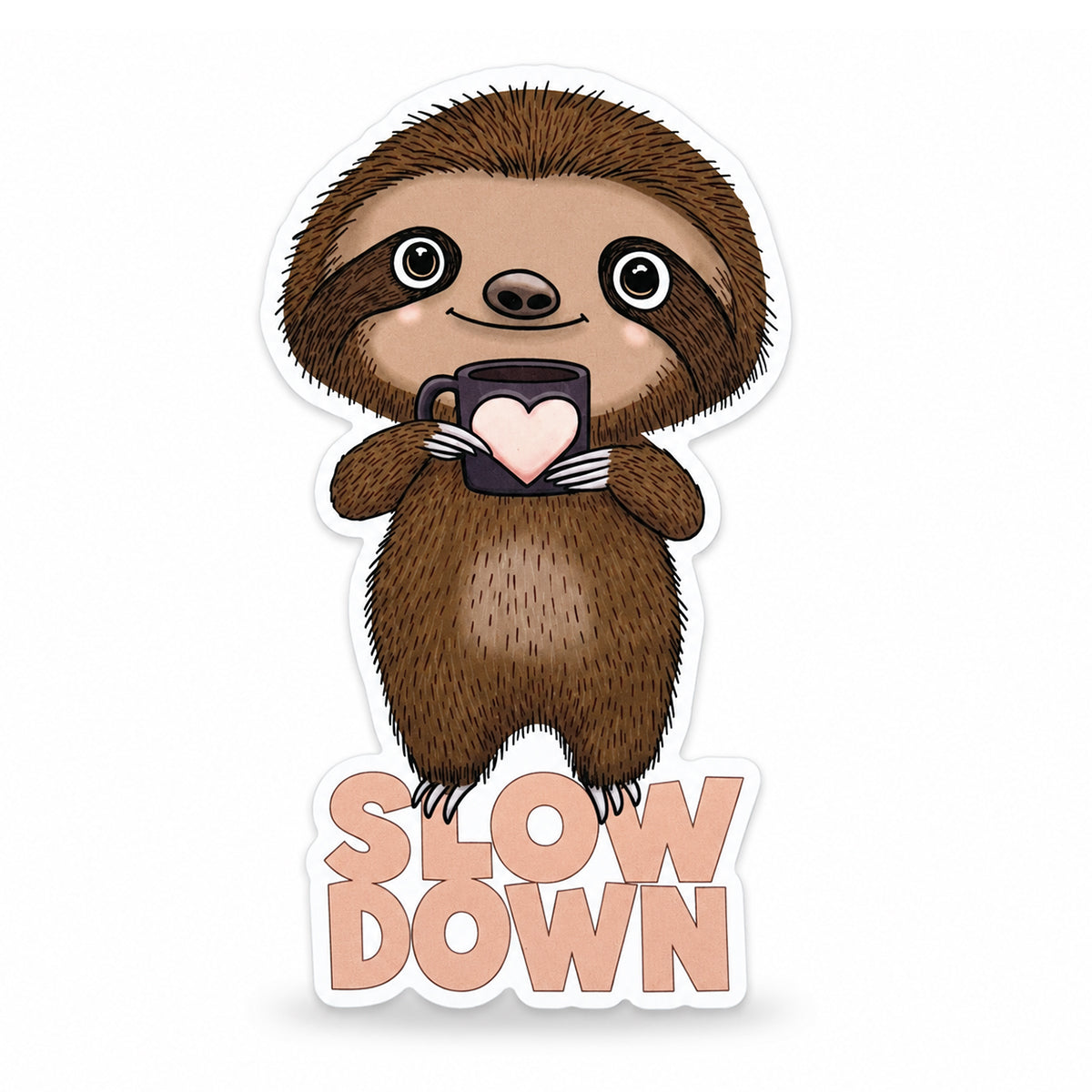 Slow Down Sloth Reusable Fabric Laptop or Wall Sticker