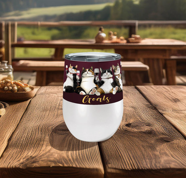 Wine Cat Goals 12oz Insulated Stainless Steel Wine Tumbler