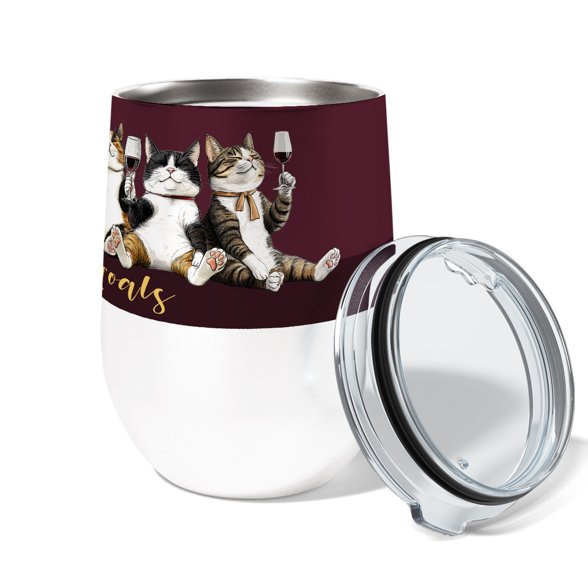 Wine Cat Goals 12oz Insulated Stainless Steel Wine Tumbler