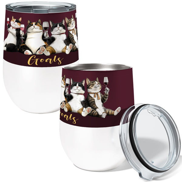 Wine Cat Goals 12oz Insulated Stainless Steel Wine Tumbler