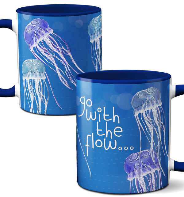 Jellyfish Go With the Flow Blue Ceramic Mug