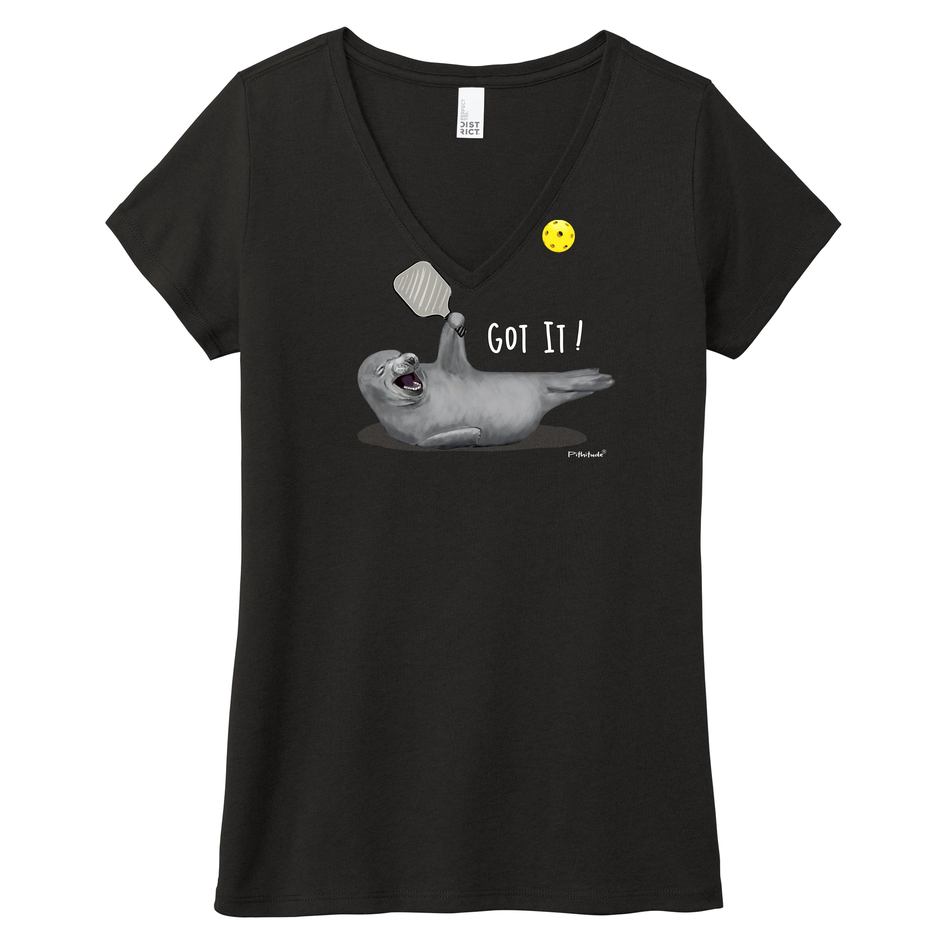Pickleball Harbor Seal Women's V-Neck T-Shirt