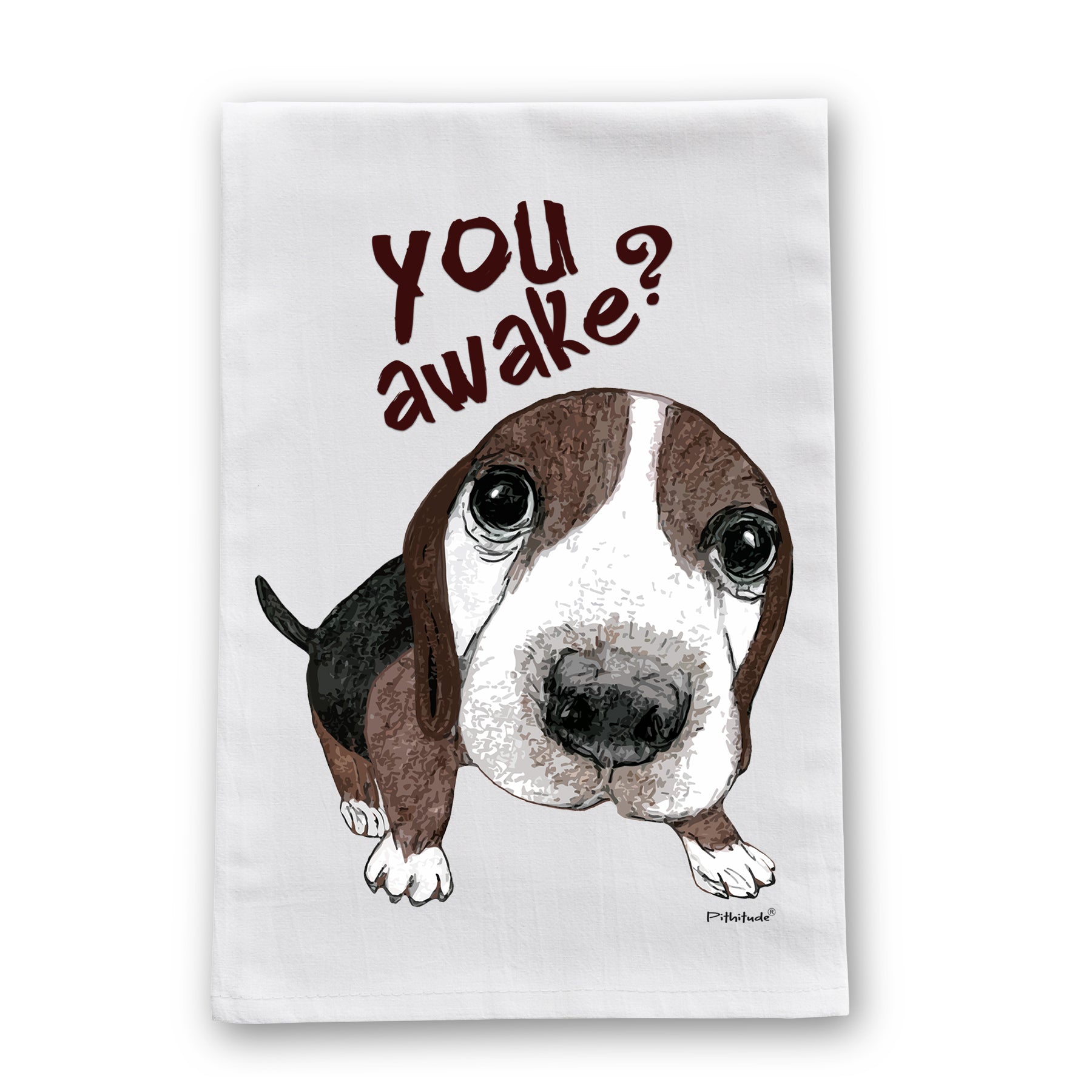 Awake Beagle Flour Sack Dish Towel