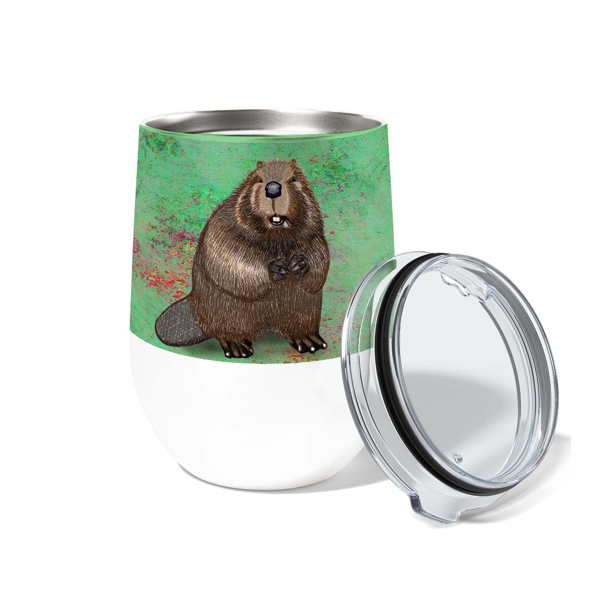 Beaver Things 12oz Stemless Insulated Stainless Steel with Clear Lid