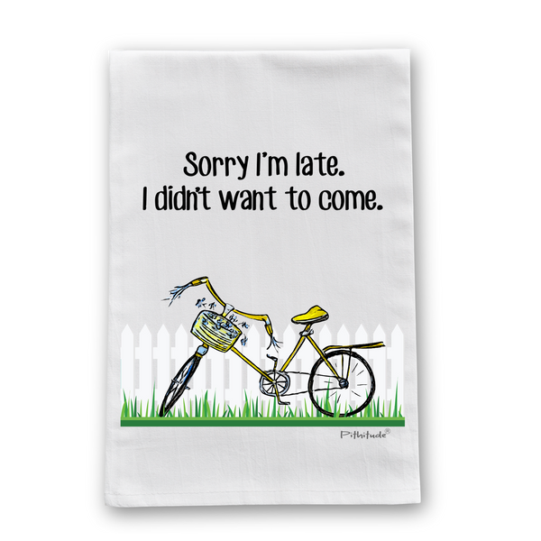 Sorry I'm Late Bicycle Flour Sack Dish Towel