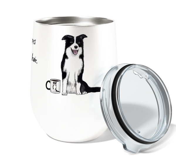 Border Collie Dog Hair and Coffee 12oz Insulated Stainless Steel Travel Tumbler