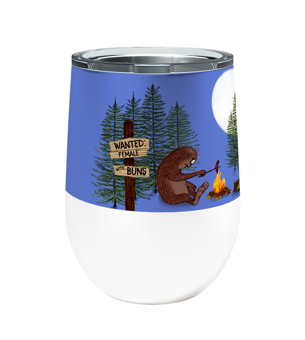 Sasquatch Campfire Buns 12oz Insulated Stainless Steel Tumbler with Clear Lid