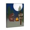 Sasquatch Campfire Buns 8x10 Wood Block Print
