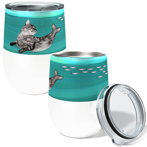 Catfish Mermaid 12oz Insulated Stainless Steel Tumbler with Clear Lid