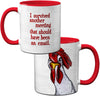 Chicken Meeting Funny Red Mug Cup