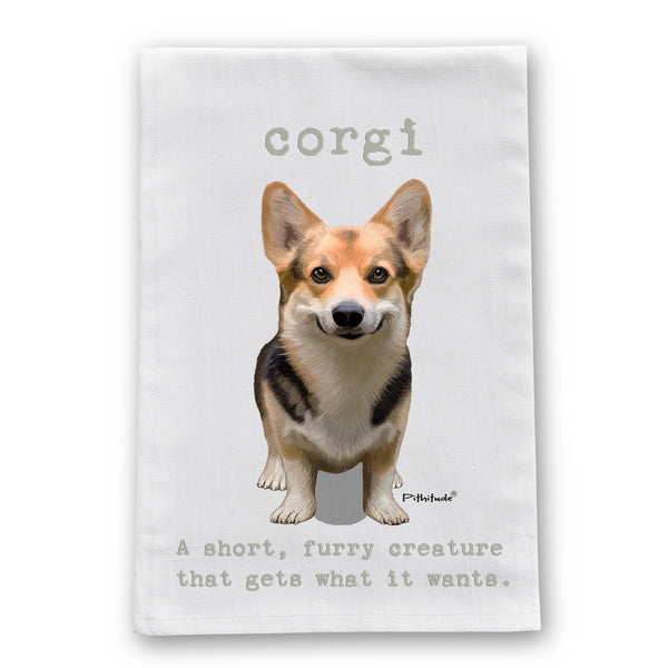 Corgi Wants Flour Sack Dish Towel