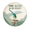 Nature lover magnet with dragonfly, mushrooms, and Think Outside message