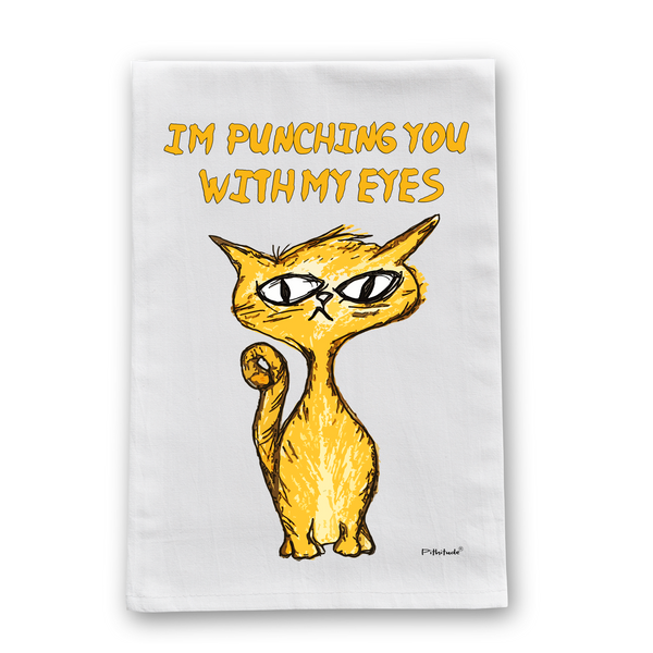 Eye Punch Cat Flour Sack Dish Towel