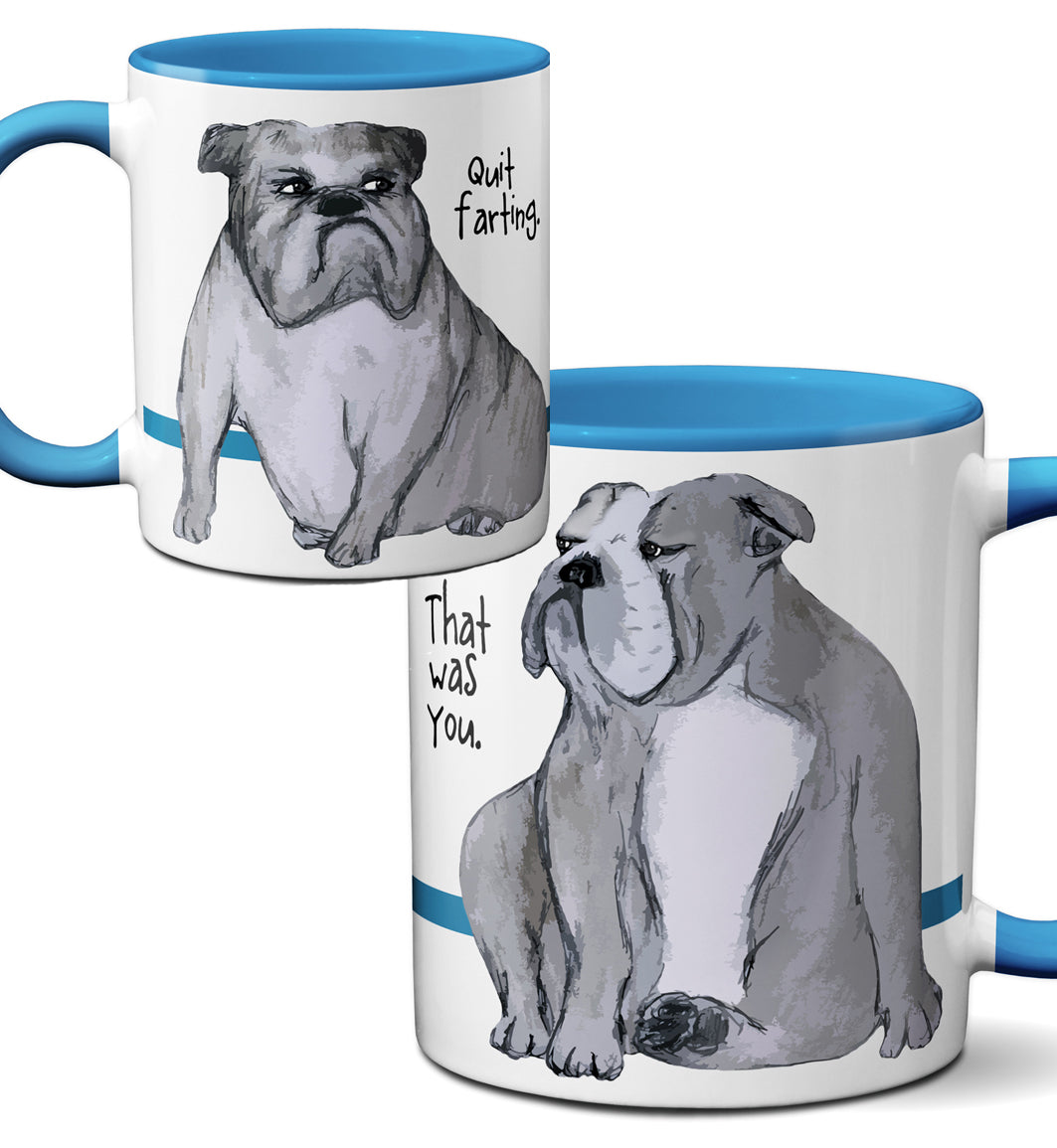 Farting English Bulldog Mug by Pithitude