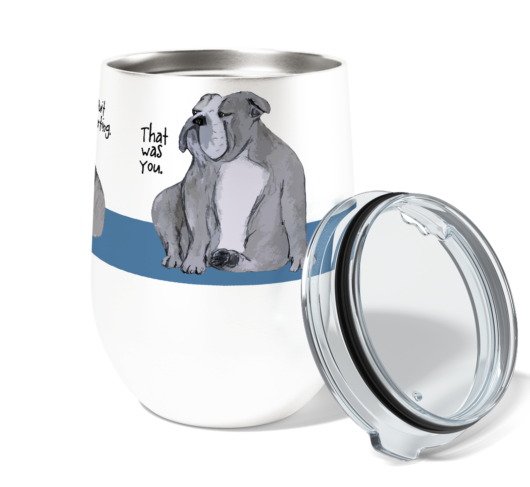 Farting English Bulldogs 12oz Stemless Insulated Stainless Steel Tumbler